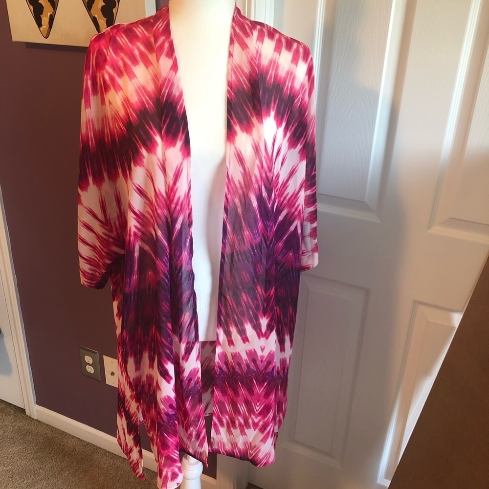a.n.a Swim suit cover up Kimono Pink purple small
